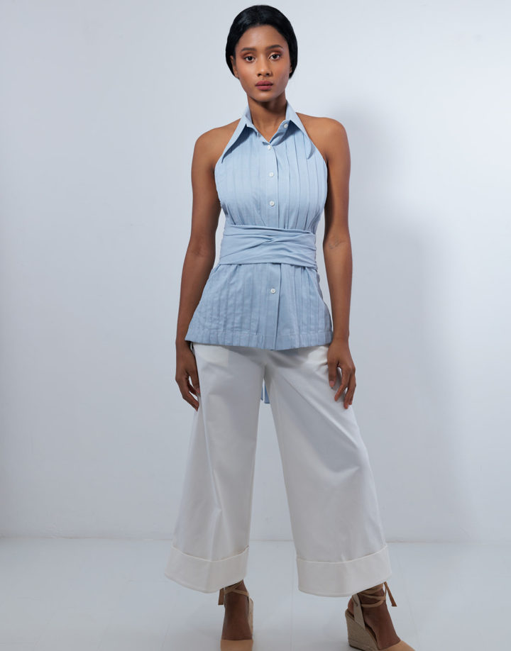 THE WRAP PLEATED TOP